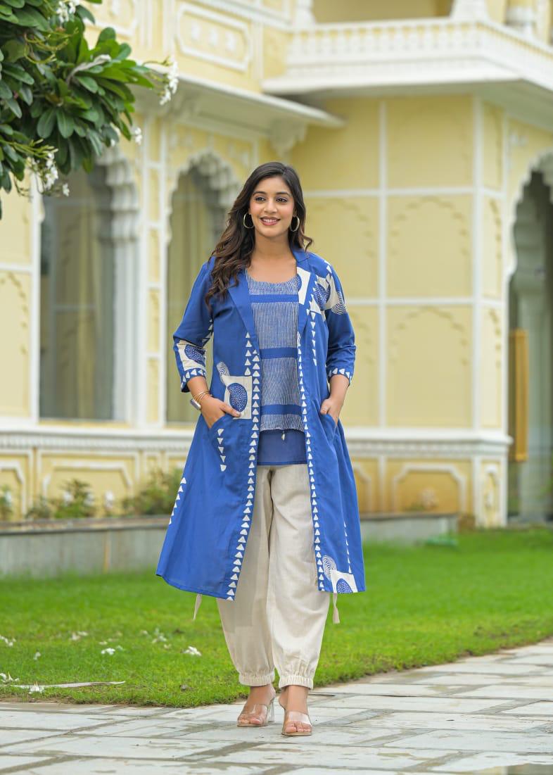 Restocked in new colour! Designer jacket style premium Mul cotton co ord paired with cargo pants