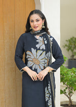 Pure crepe full suit set highlighted with sequence