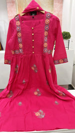 Pure cotton embroidered full suit set in pink