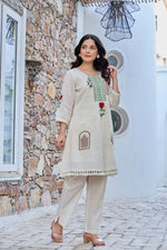 Jacquard cotton embroidered co ord set