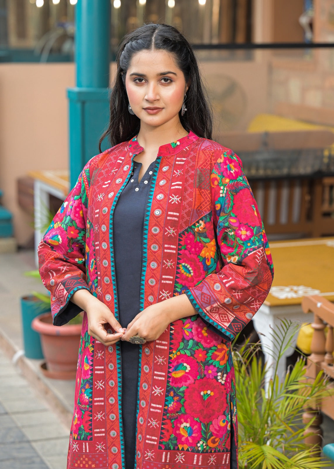 Premium cotton shrug dress co ord set