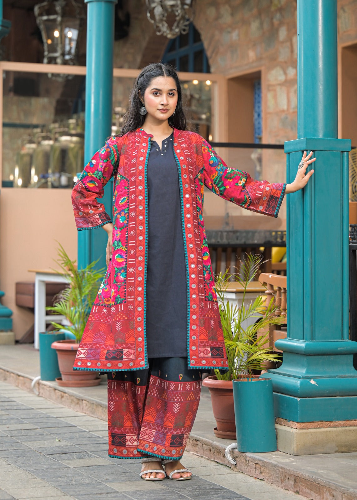 Premium cotton shrug dress co ord set