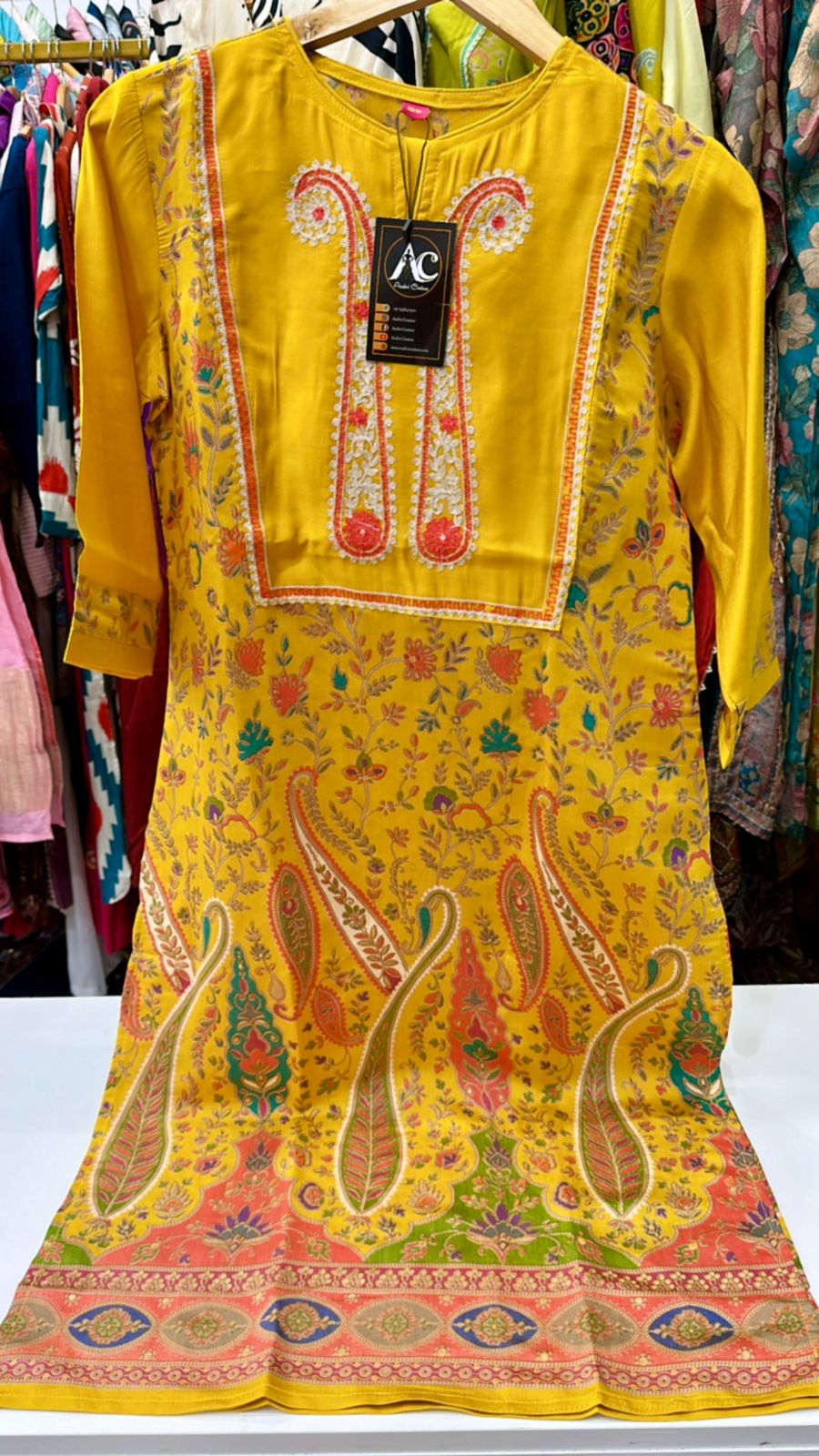 Modale Kalamkari kurta pant in yellow