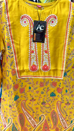 Modale Kalamkari kurta pant in yellow