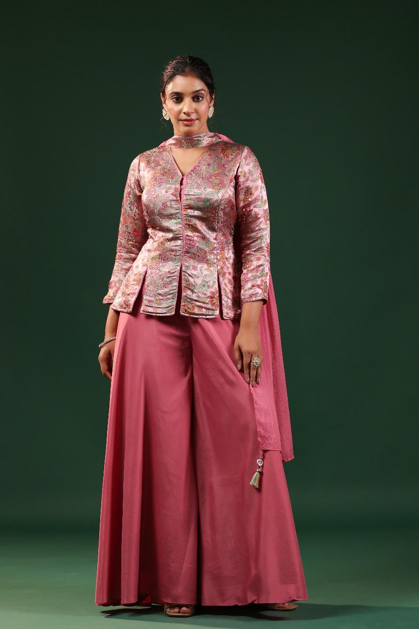 Pretty silk party wear palazzo set
