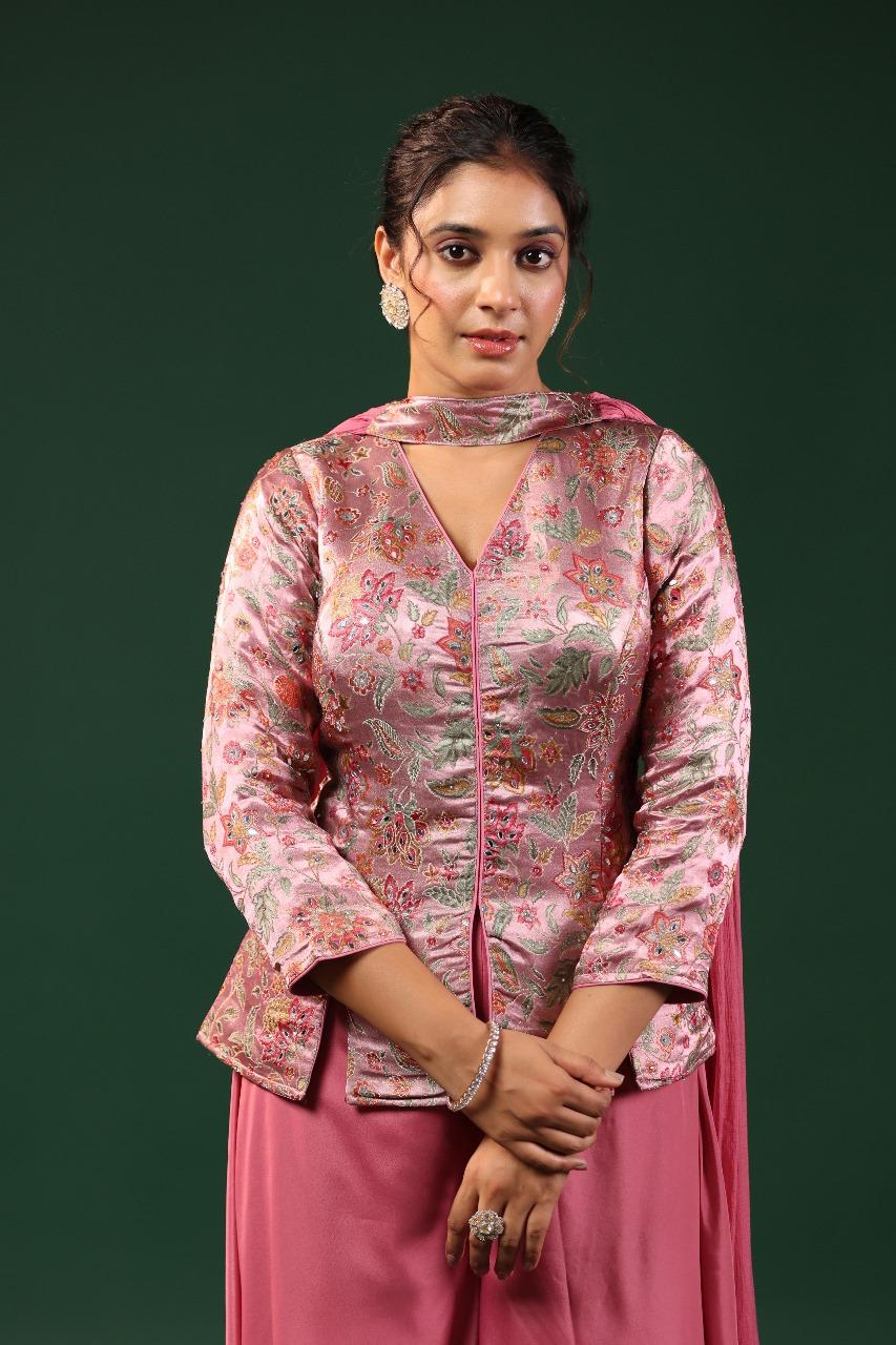 Pretty silk party wear palazzo set