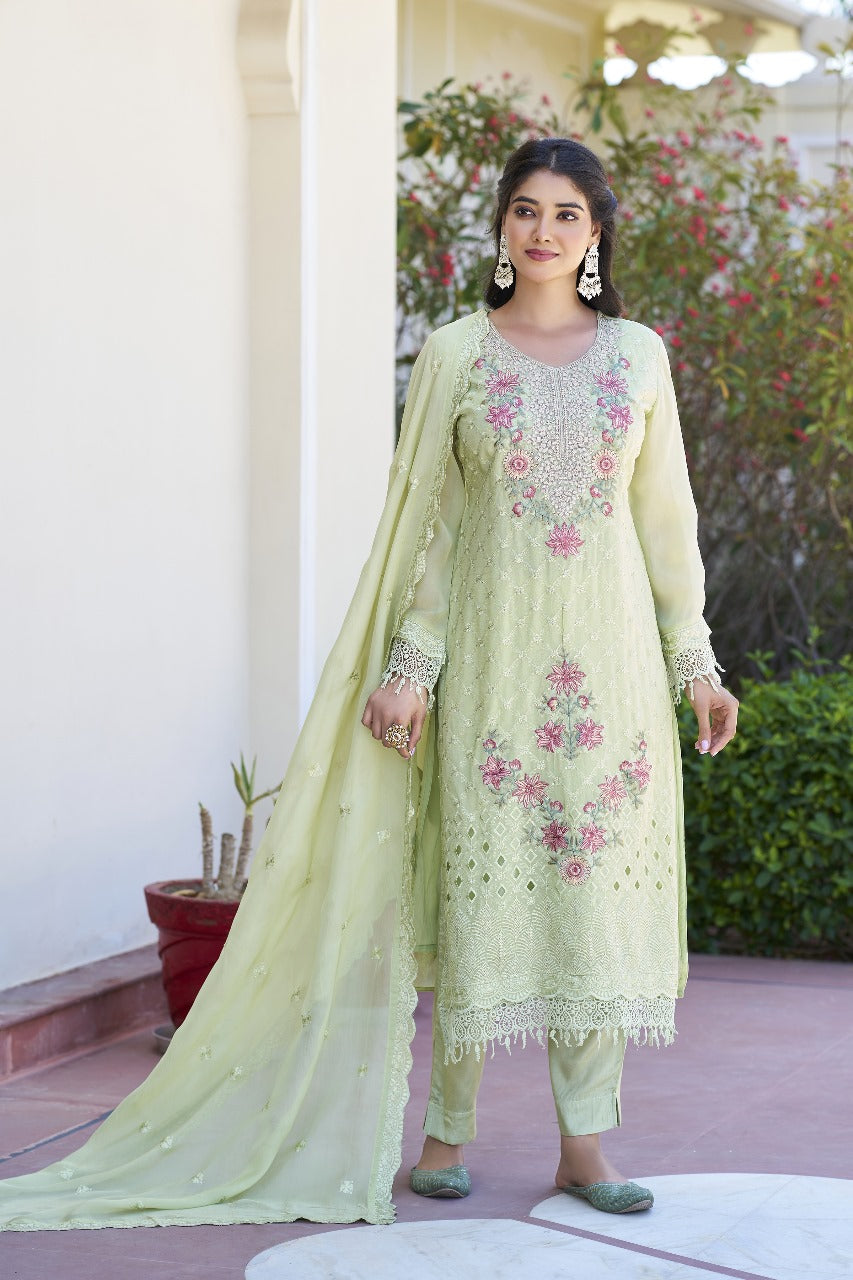 Premium pretty georgette party lace detailing wear suit