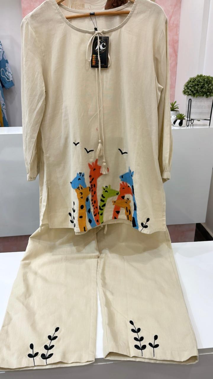 Cotton appliqué suit set