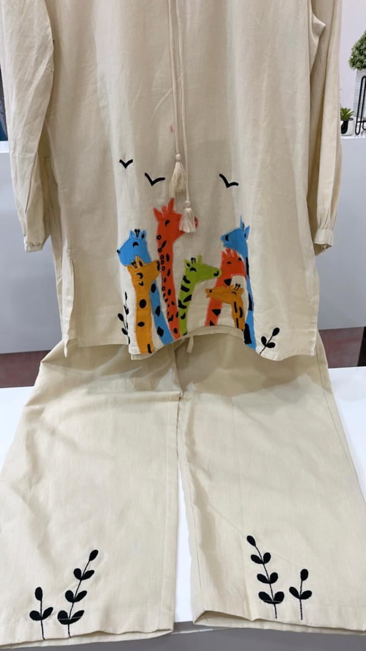 Cotton appliqué suit set