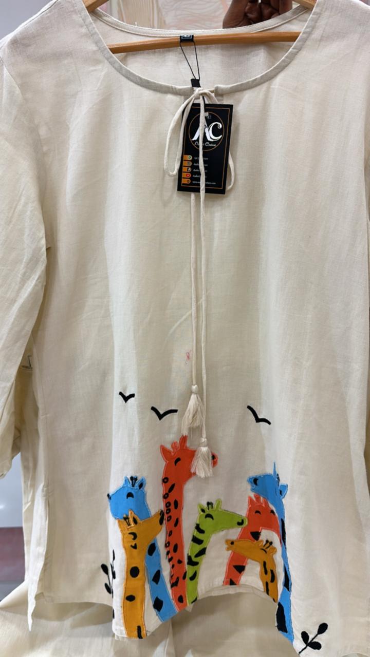 Cotton appliqué suit set