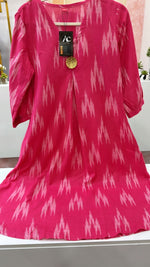 Ikkat cotton pretty pretty dress in pink