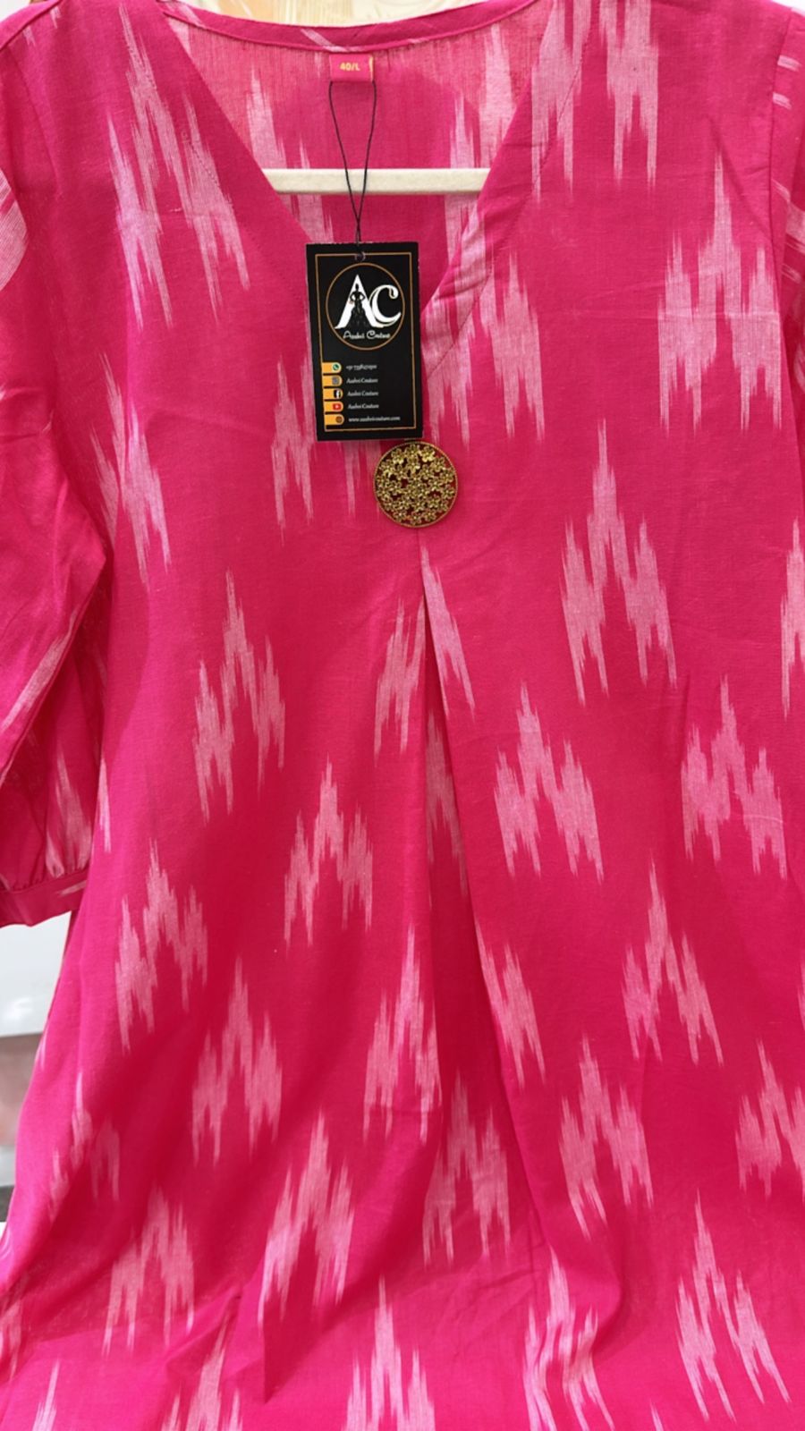 Ikkat cotton pretty pretty dress in pink