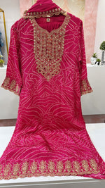 Pure crepe bandhani suit set