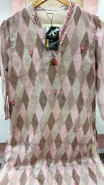 V neck linen cotton kurta pant