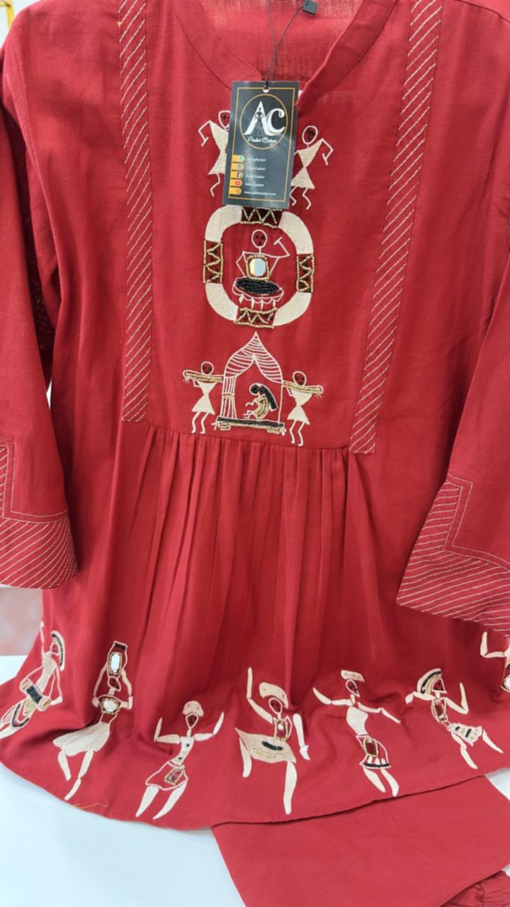 Pretty appliqué Worli art cotton co ord