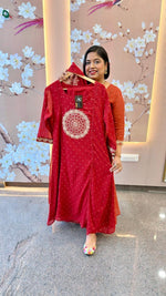 Restocked! Pure Mul cotton zari embroidered full suit in red