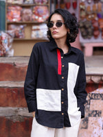 Textured premium cotton shirt in black n white
