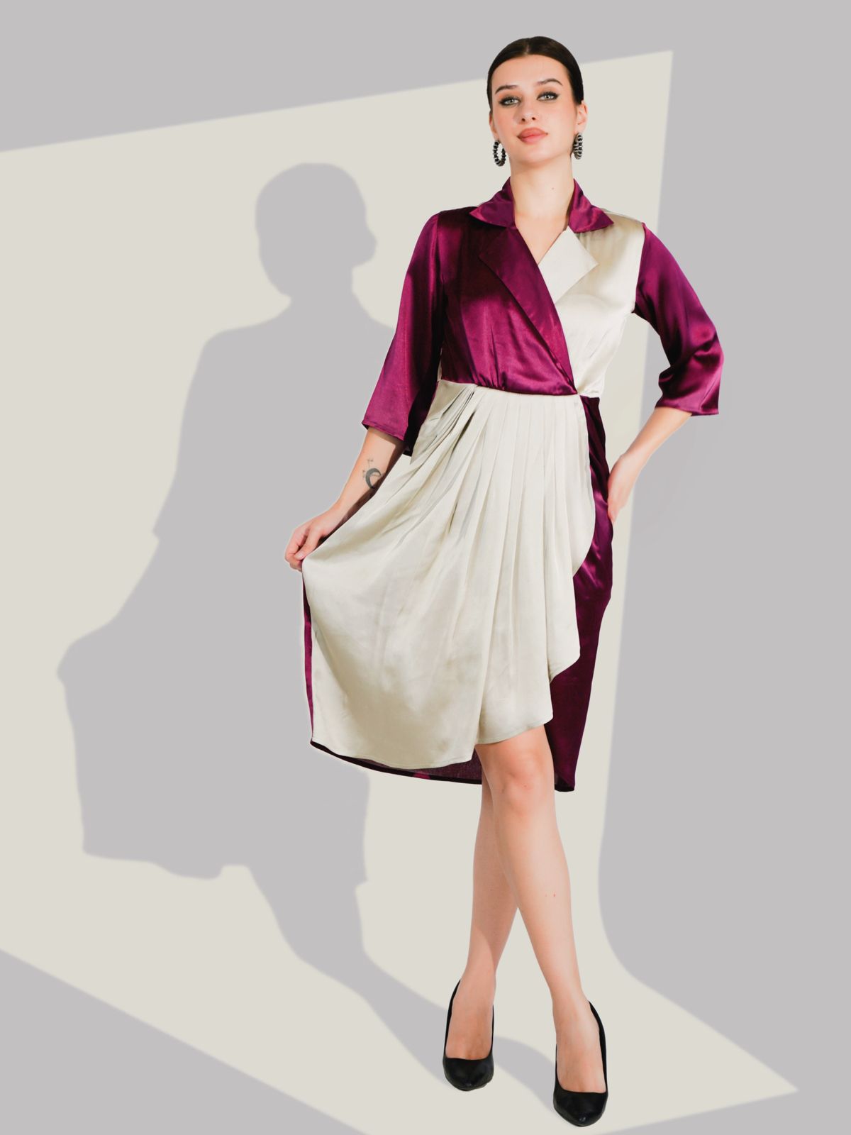 Satin silk wrap on dress