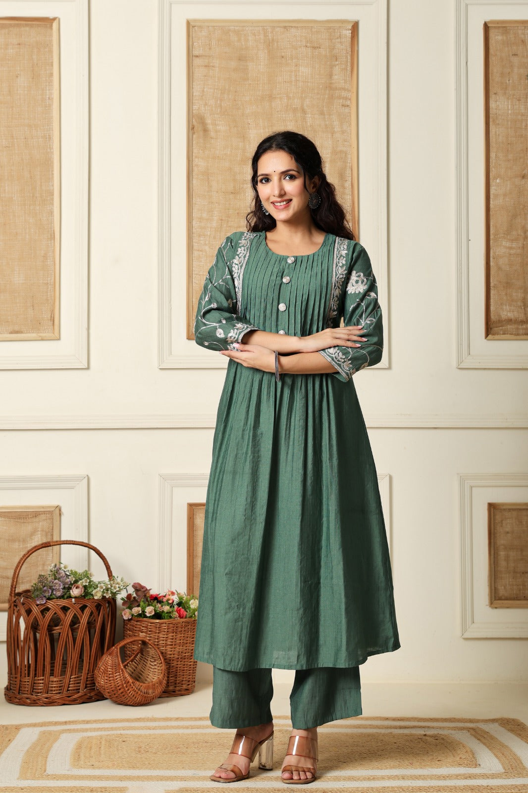 Muslin Zari detailing kurta pant