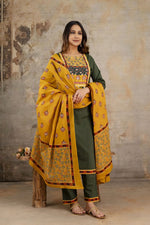 Pure cotton smart suit set in green