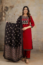 Pure cotton smart suit set in red