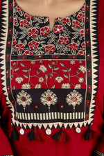 Pure cotton smart suit set in red