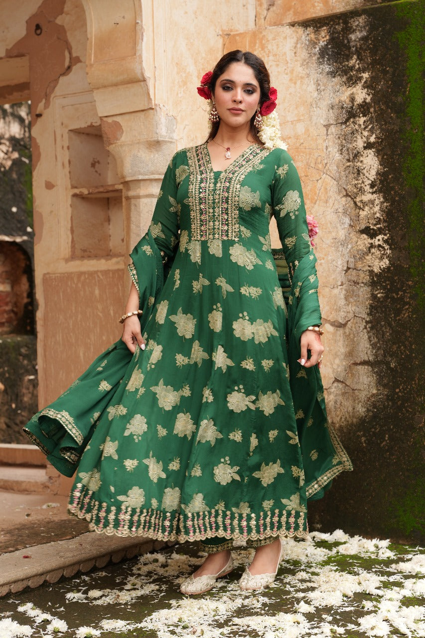 Party wear premium chinon designer suit set