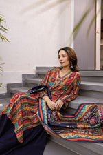 Heavy rayon V neck kurta paired with skirt palazzo