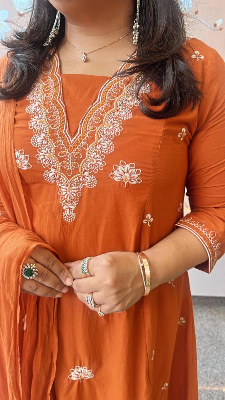 Pure cotton full embroidered suit set