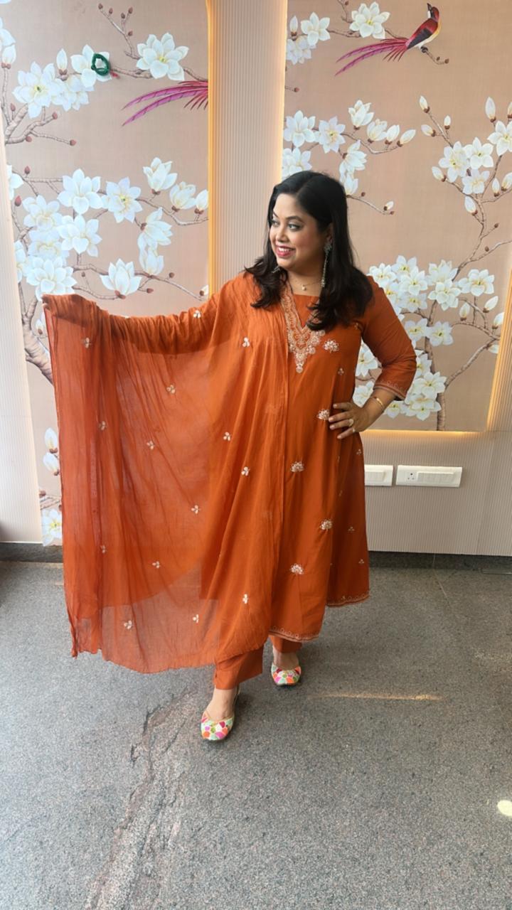 Pure cotton full embroidered suit set