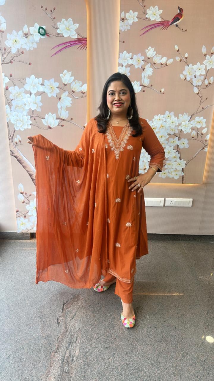 Pure cotton full embroidered suit set