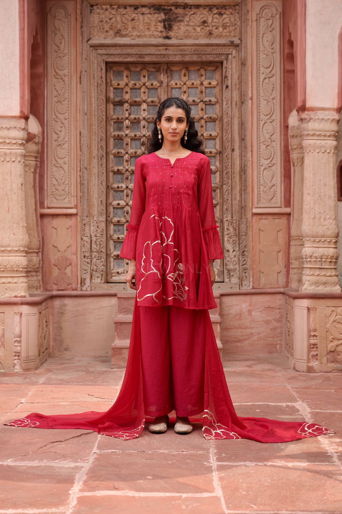 Pure Mul Chanderi with gotta work