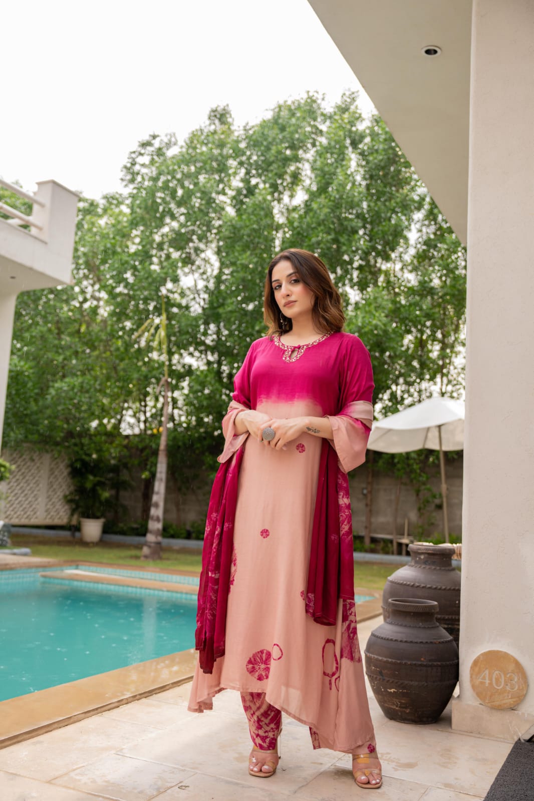 Pure Mul silk Shivori dupatta set