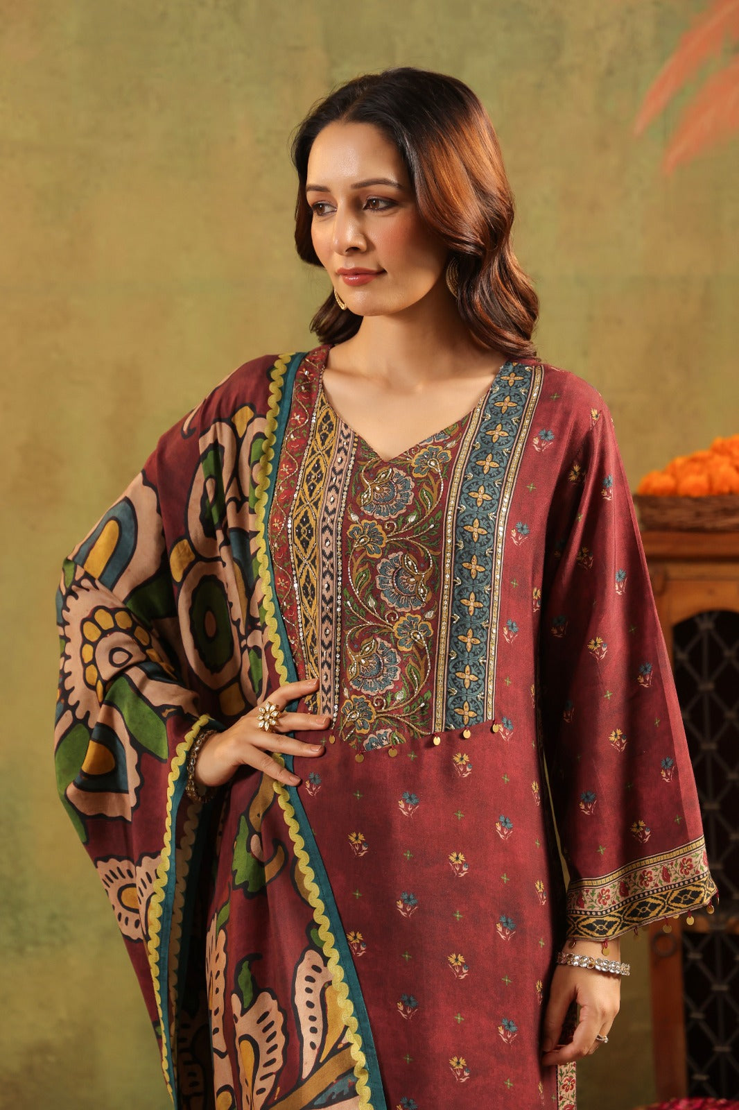 Super gorgeous Mul silk Kalamkari suit set