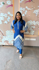 Pure crepe designer co ord set in blue