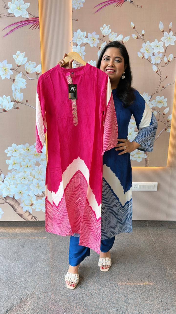 Pure crepe designer co ord set in pink