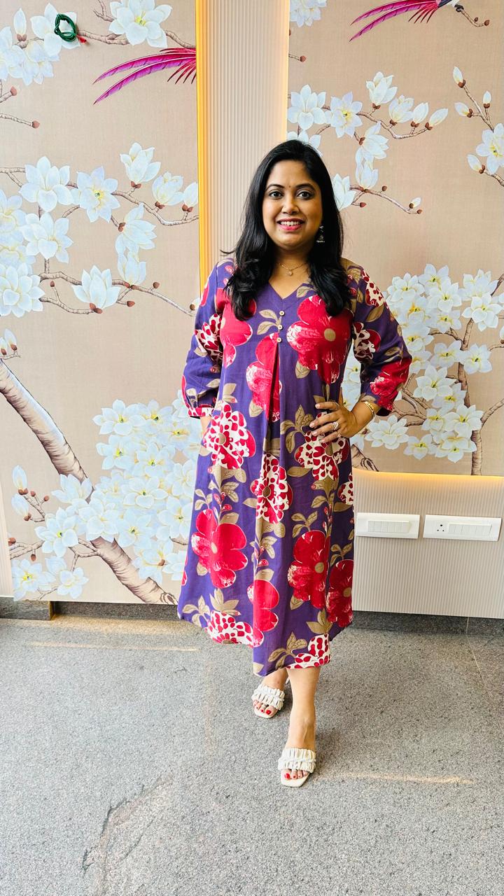 Purple one piece floral dress