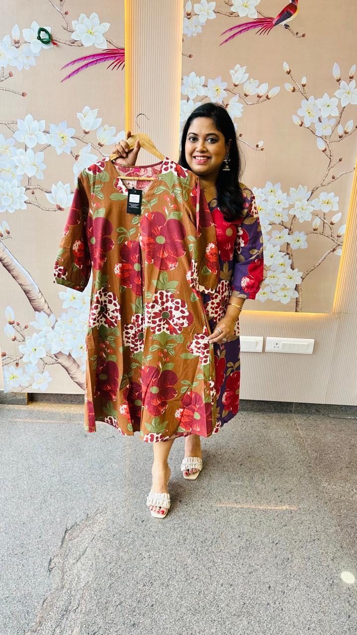 Brown one piece floral dress