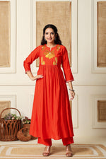 Modale embroidered designer back kurta pant