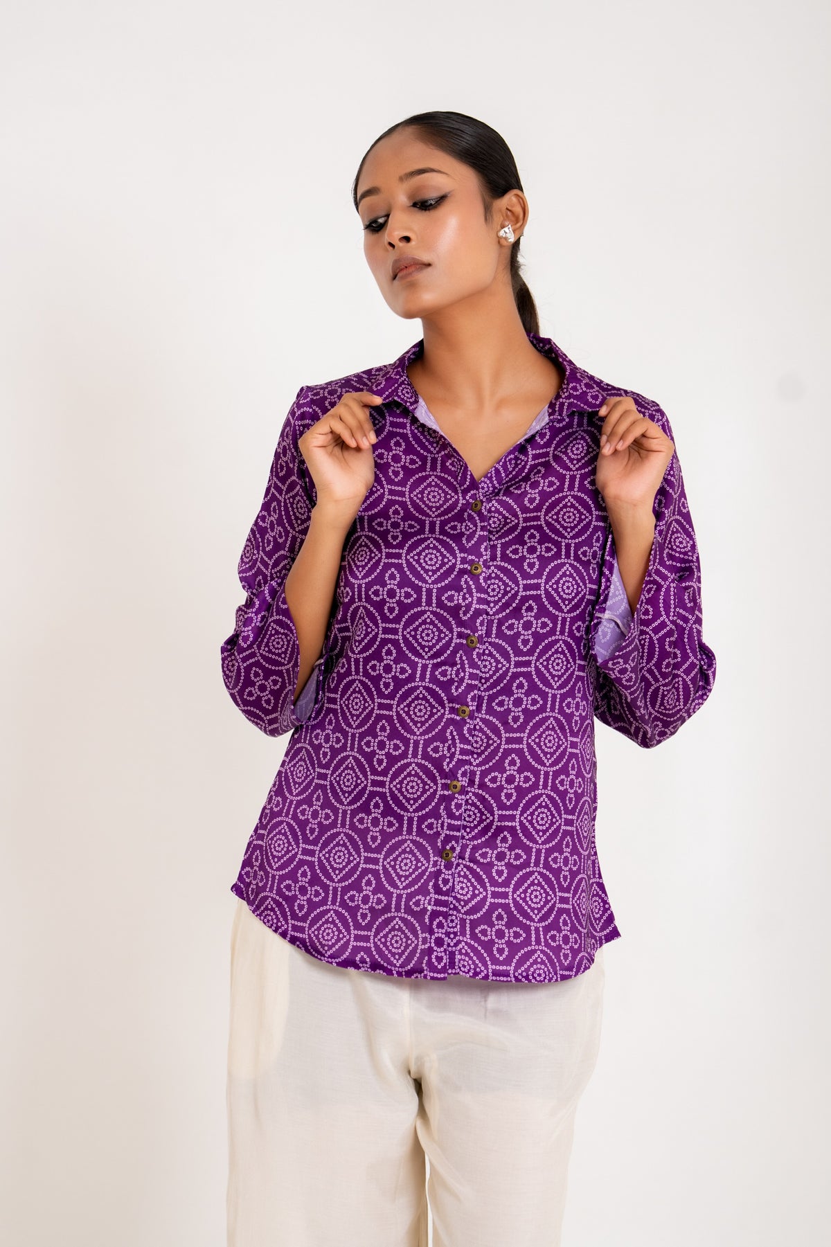Pretty crepe bandhani shirt