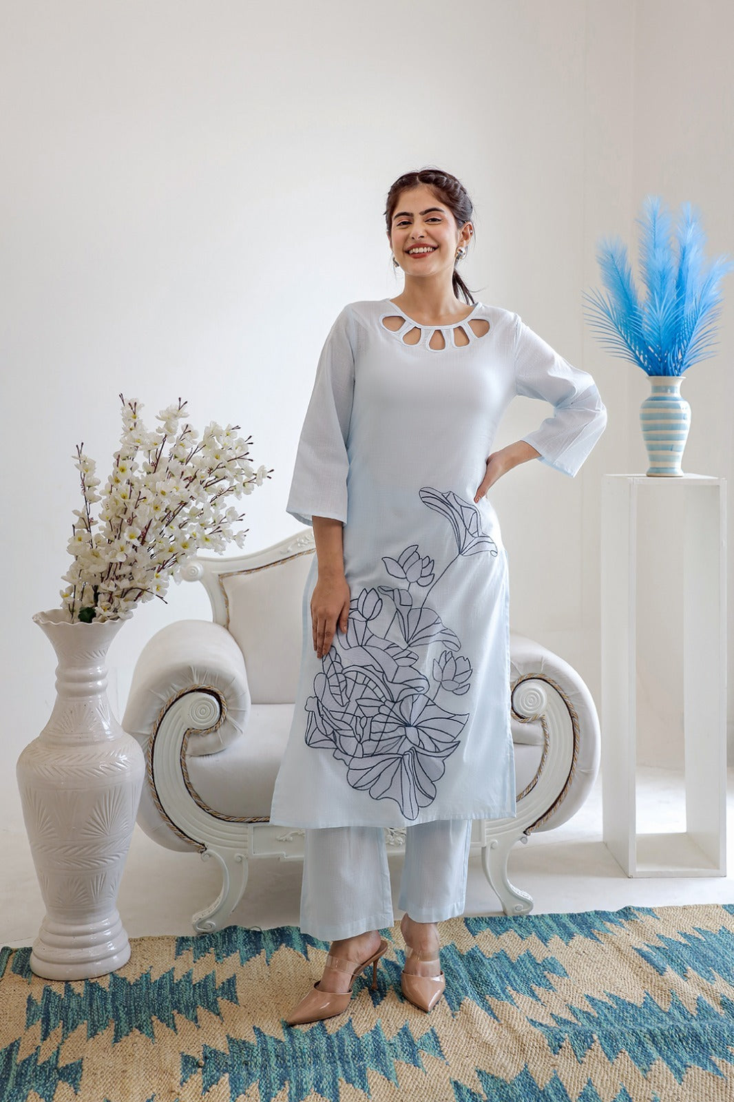 Smart cotton designer embroidered kurta pant