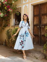 Smart appliqué work one pice lining dress