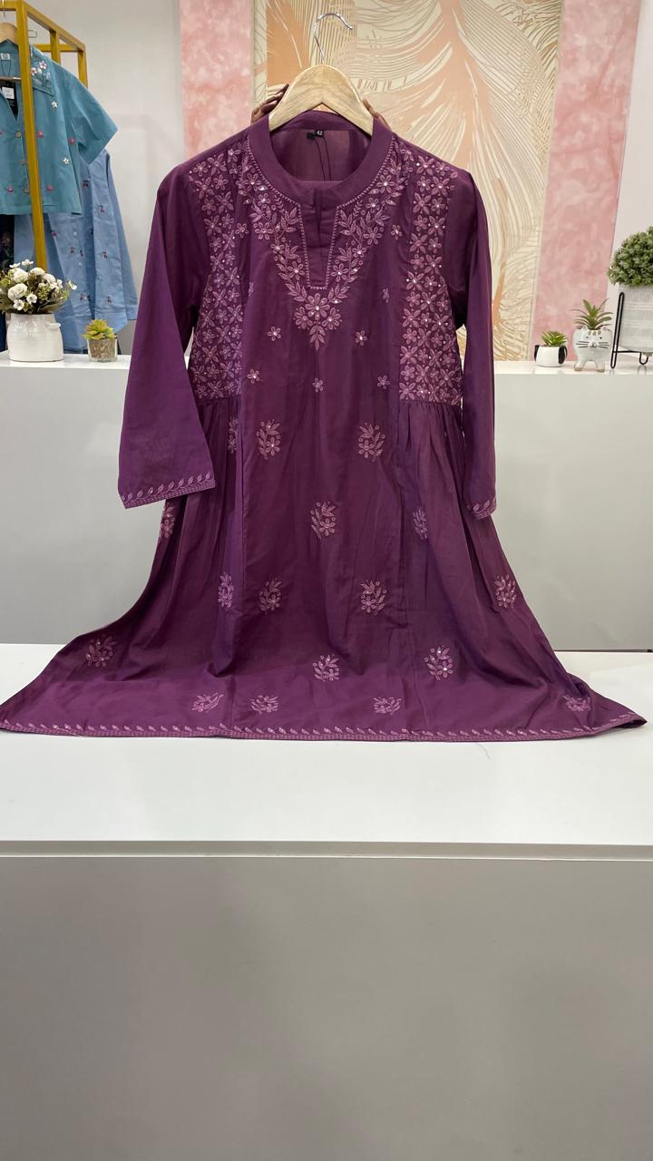Pretty cotton chikankari kurta pant