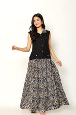 Kalamkari divider cotton co ord set in black