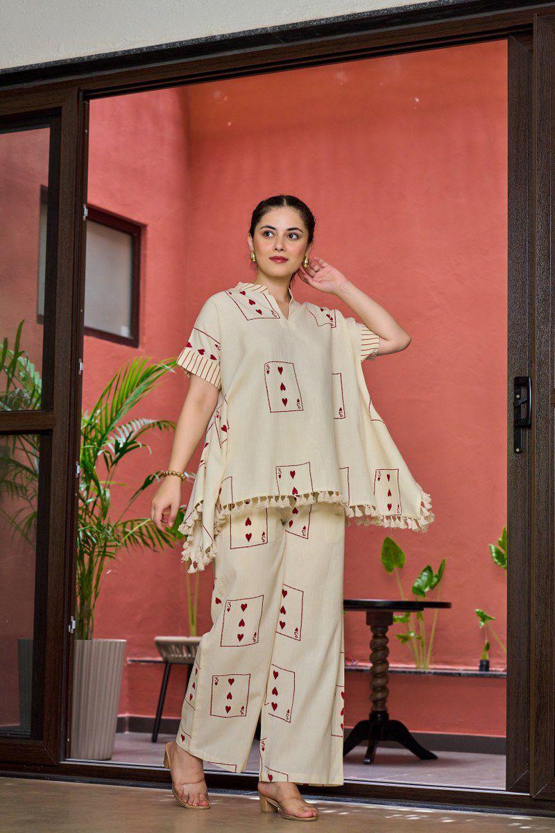 Heart cotton kaftan set