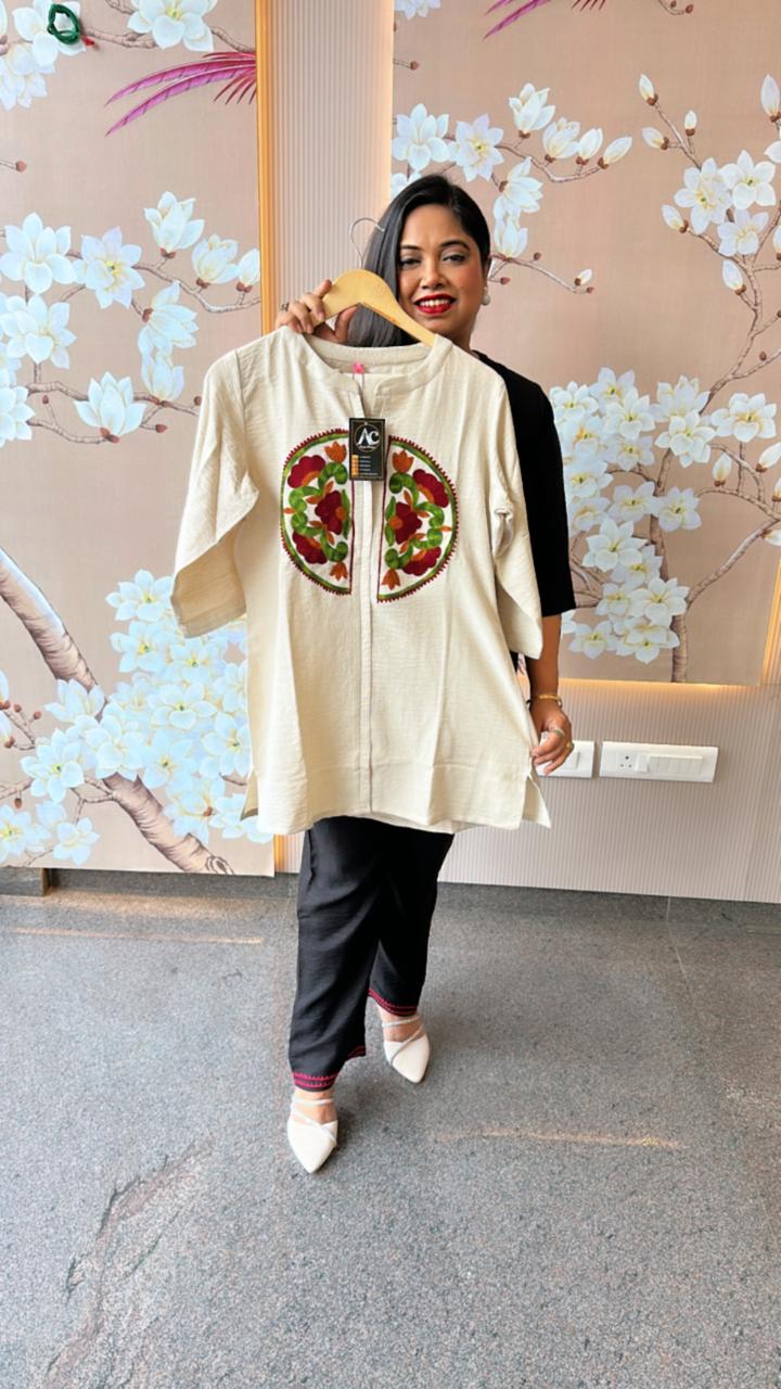 Imported fabric embroidered co ord set