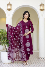 Smart beautiful chakra cotton suit set with pocket