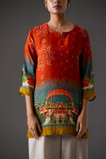 Gorgeous pinchwai silk top in ombré rust