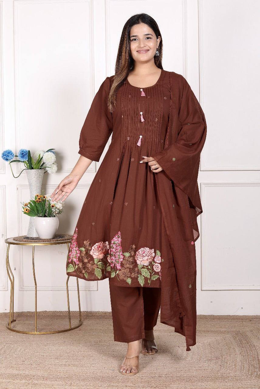 Pure cotton full suit fully embroidered