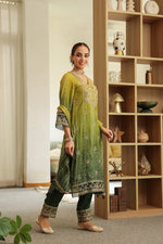 Pure muslin with Mul cotton lining in green